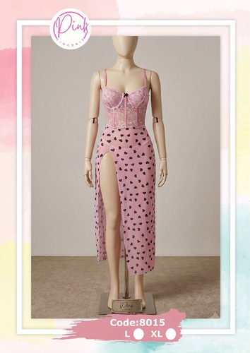 لباسخواب بلند پیراهنی فنردار برند PINK کد 8015 (سایز L/XL)