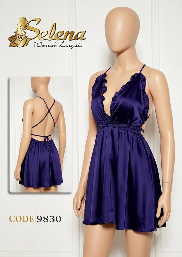 لباس خواب زنانه ساتن ابریشم دو تکه کد 9830 (فری سایز)