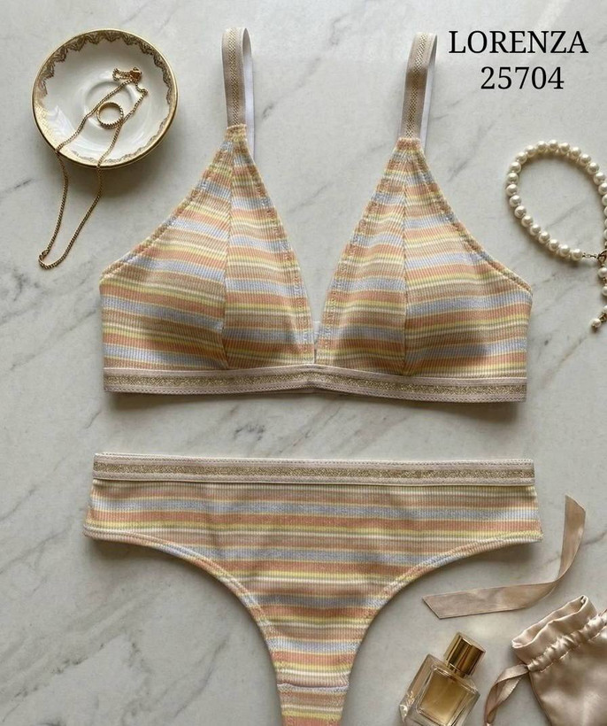 ست لباس زیر زنانه کبریتی کاپ مثلثی برند Lorenza کد 2570 (سایز L و XL)