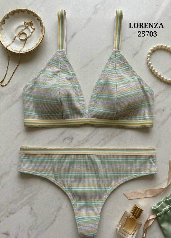 ست لباس زیر زنانه کبریتی کاپ مثلثی برند Lorenza کد 2570 (سایز L و XL)