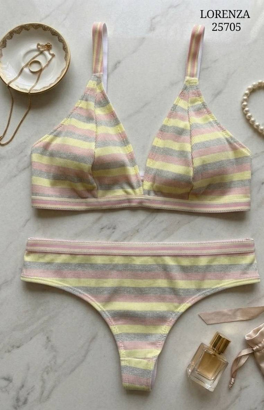 ست لباس زیر زنانه کبریتی کاپ مثلثی برند Lorenza کد 2570 (سایز L و XL)