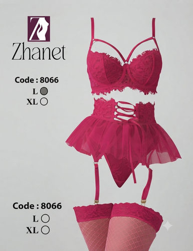 ست لباس خواب دامندار فنردار جورابدار کد 8066 (سایز L/XL)