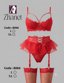 ست لباس خواب دامندار فنردار جورابدار کد 8066 (سایز L/XL)