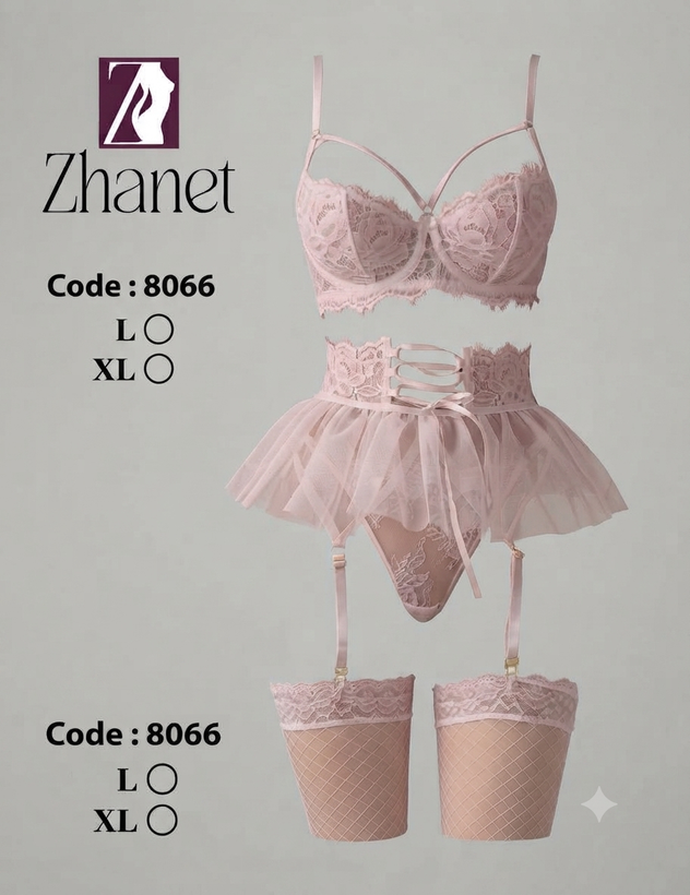 ست لباس خواب دامندار فنردار جورابدار کد 8066 (سایز L/XL)