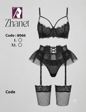 ست لباس خواب دامندار فنردار جورابدار کد 8066 (سایز L/XL)